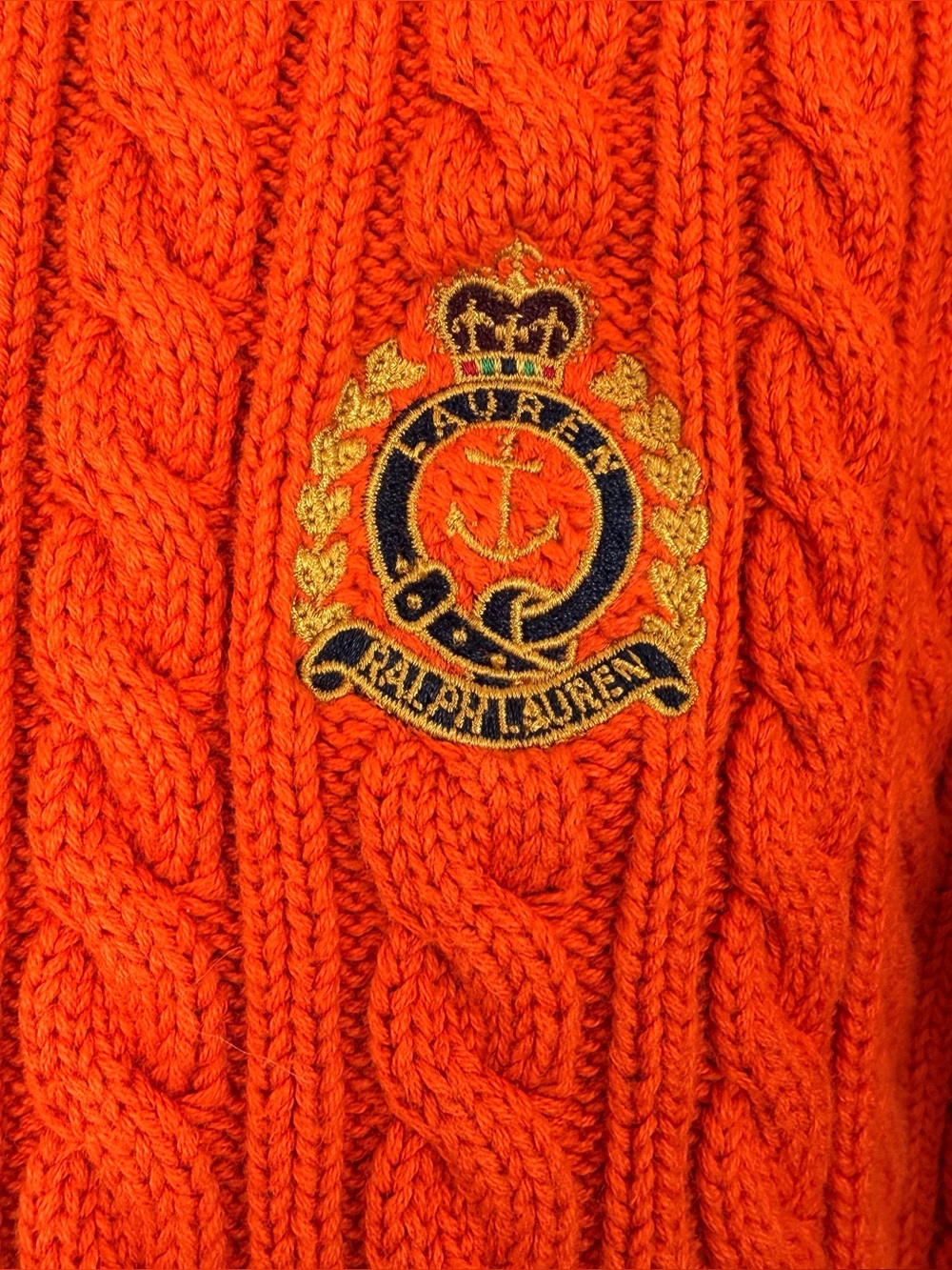 Lauren Ralph Lauren Vintage Orange Cable Knit Sweater - Picture 3 of 6
